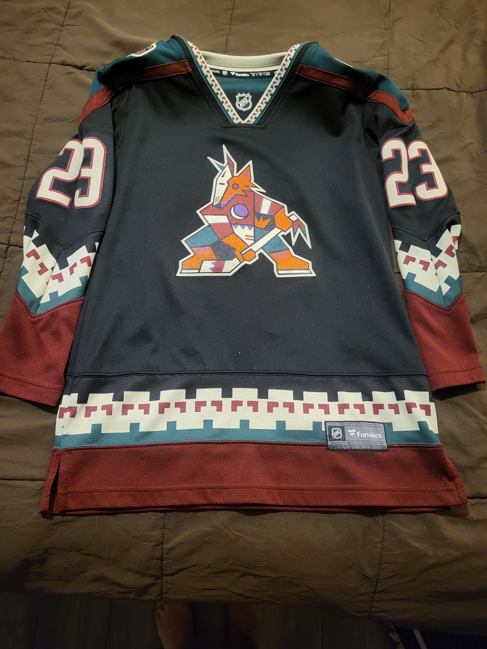 Arizona Coyotes Women's Black Burgundy #23 Hockey Jersey